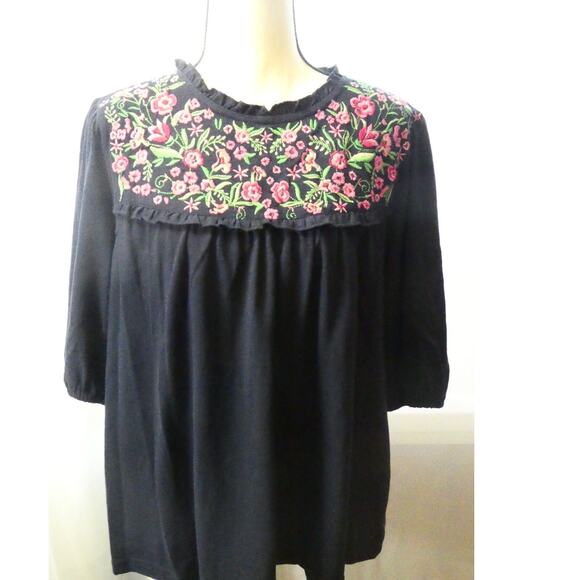 Haptics by Holly Harper Women's Large Embroidered Cotton Blouse - Picture 1 of 5